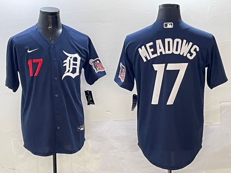 Men Detroit Tigers #17 Meadows Drak Blue Game 2025 Nike MLB Jersey style 4->detroit tigers->MLB Jersey